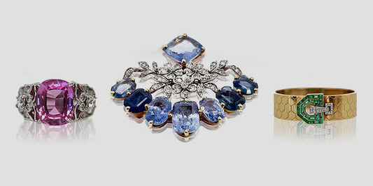 18K Sapphire Diamond Brooch 20 carats