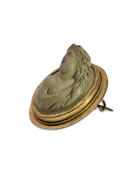 Relief lava brooch, antique