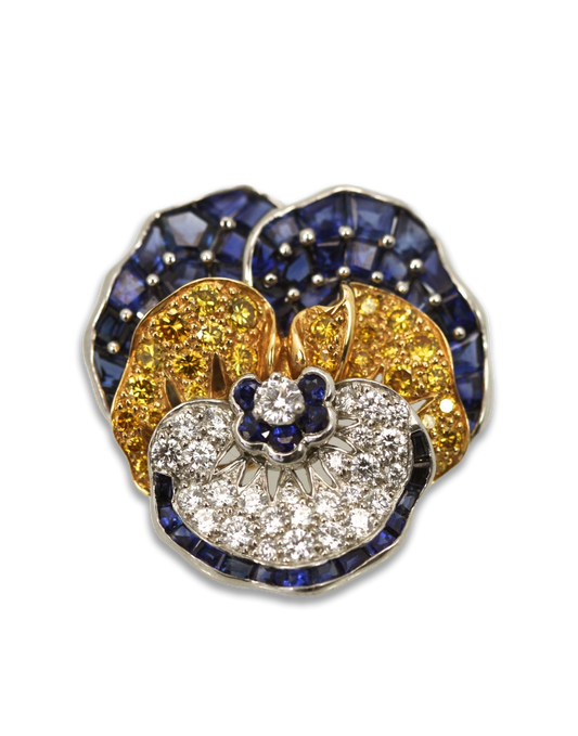 Oscar Heyman Sapphire Diamond Pansy Brooch