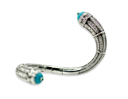 Cartier turquoise, enamel, and diamond Deco bracelet