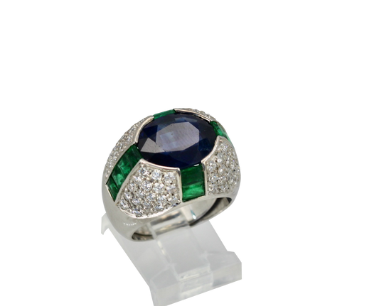 Sapphire Emerald Diamond Ring