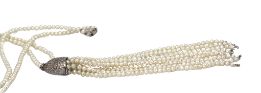 Seed Pearl Tassel Necklace 18K