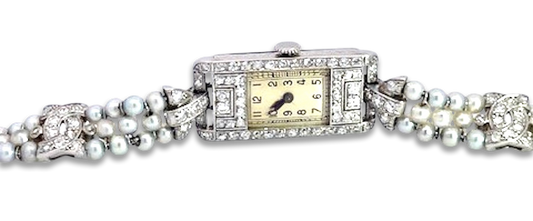 Pearl-accented vintage watch