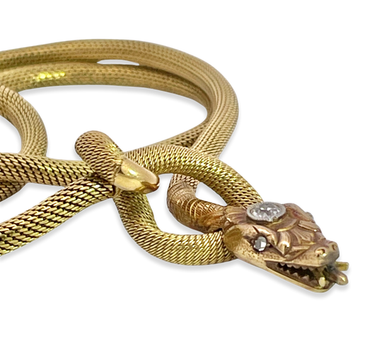 Vintage serpent necklace, 18K