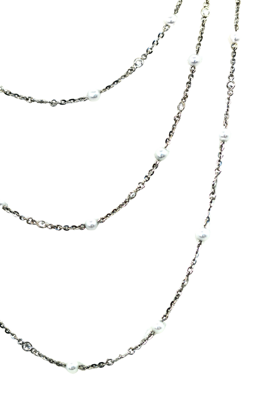 Diamond and platinum long necklace
