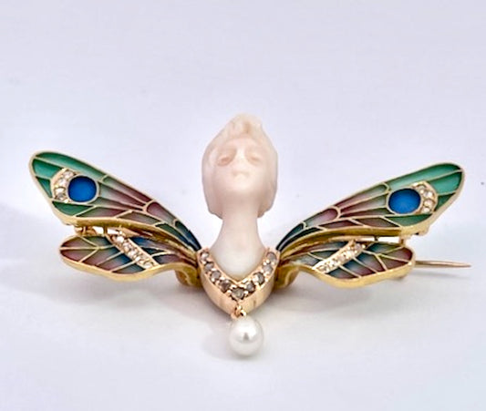 Plique-Γ -Jour Butterfly Brooch
