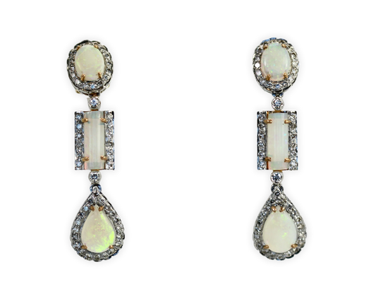 Opal Diamond 18K Drop Earrings