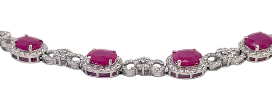 Cherry red ruby diamond bracelet