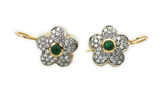 Diamond Emerald Gold Earrings