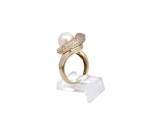 Pearl Dlamond Snake ring