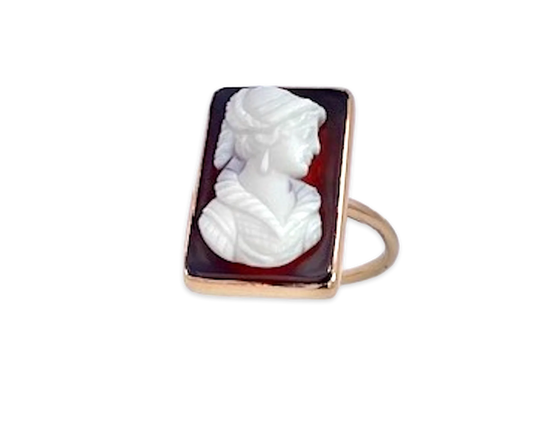 Hardstone Cameo Ring 14K Yellow Gold