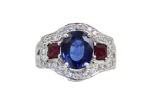Sapphire Ruby Diamond Ring