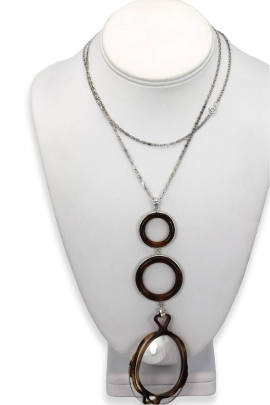 Vintage Horn Lorgnette With Sterling Silver