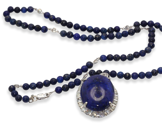 Lapis pendant with diamonds