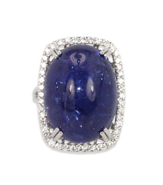 Tanzanite 35.39 Ct Cabochon High Dome Ladies Ring