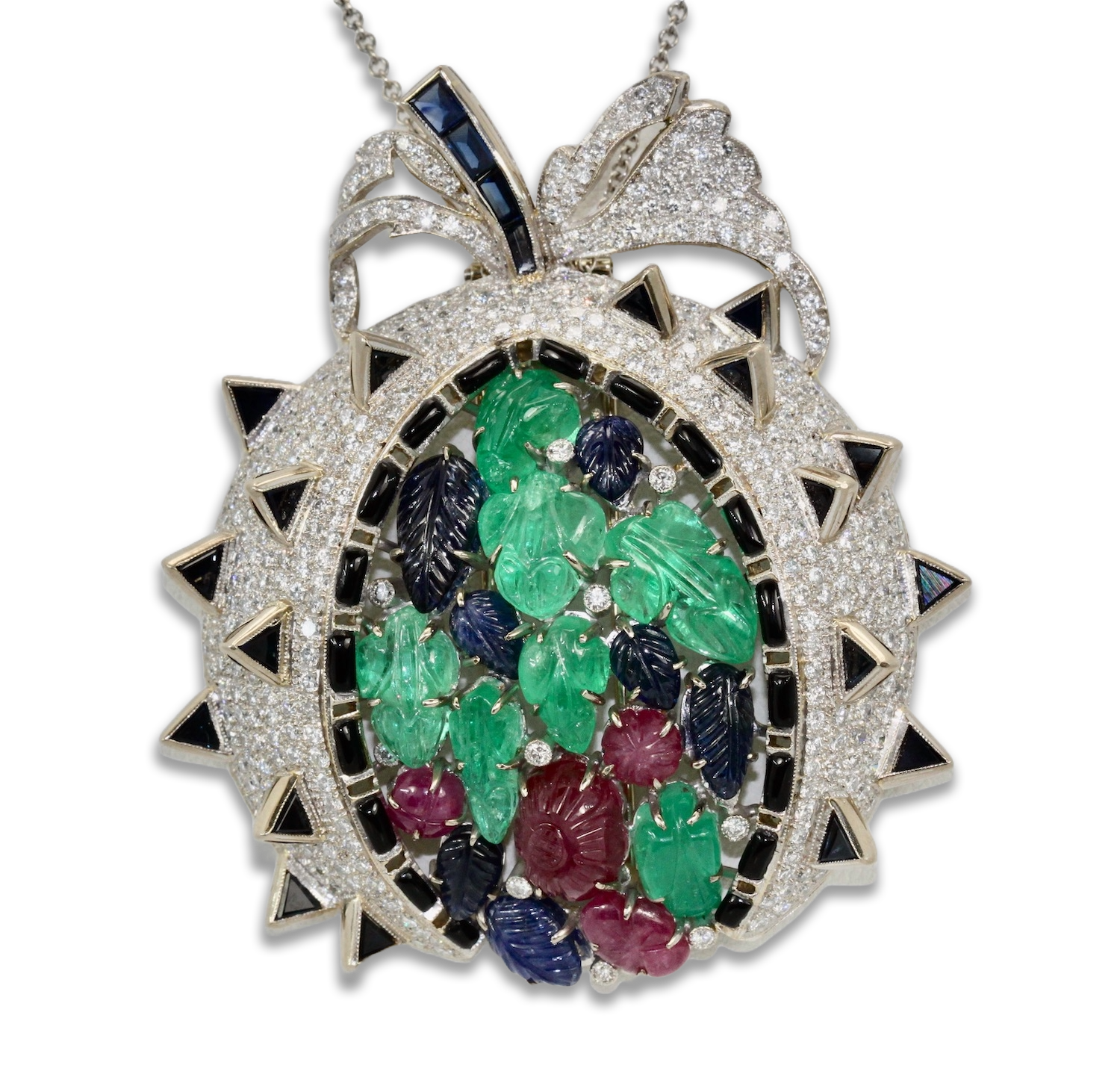 Tutti Frutti Brooch Pendant 18K