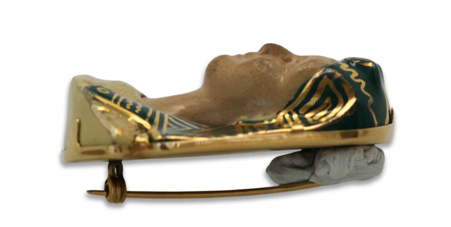Huge Egyptian Revival Pharaoh Brooch 18K