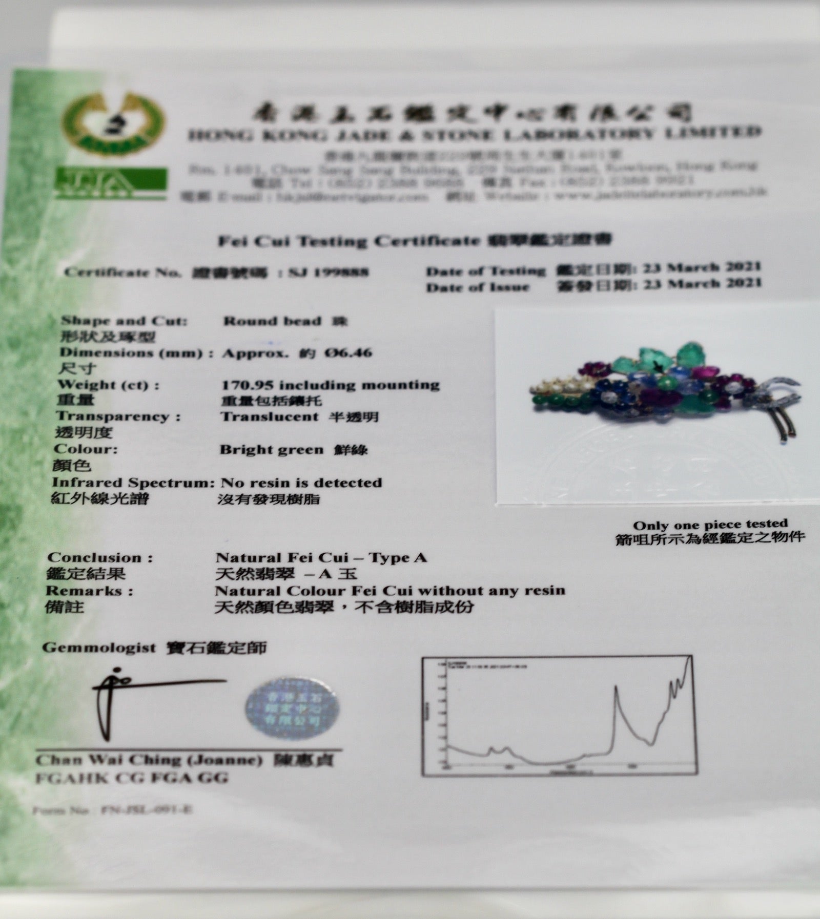 18K brooch with diamonds and gems