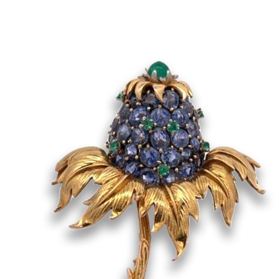 Tiffany Schlumberger Thistle brooch with sapphires