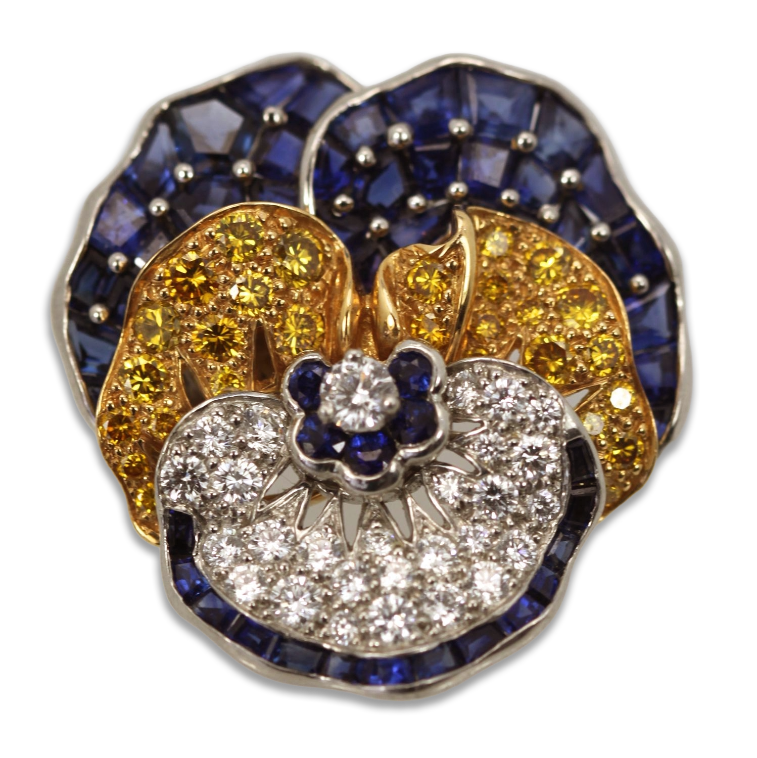 Oscar Heyman Sapphire Diamond Pansy Brooch