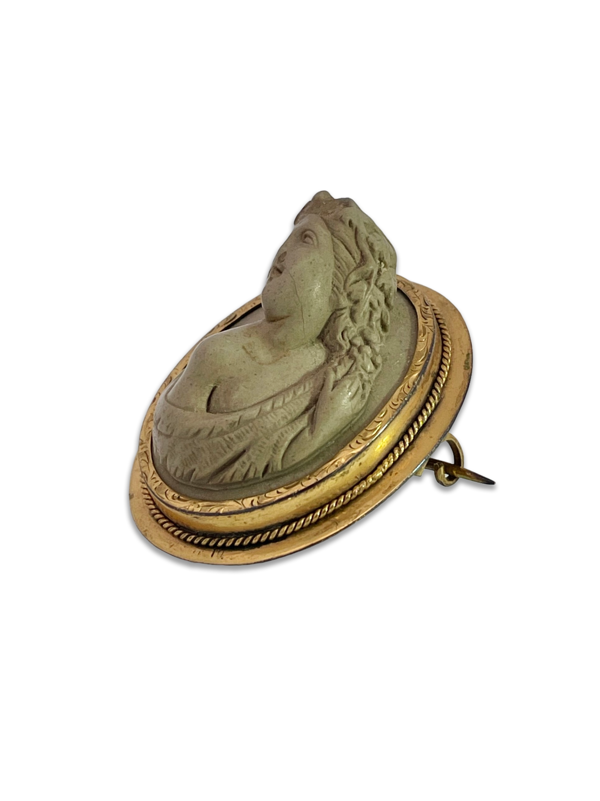 Relief lava brooch, antique