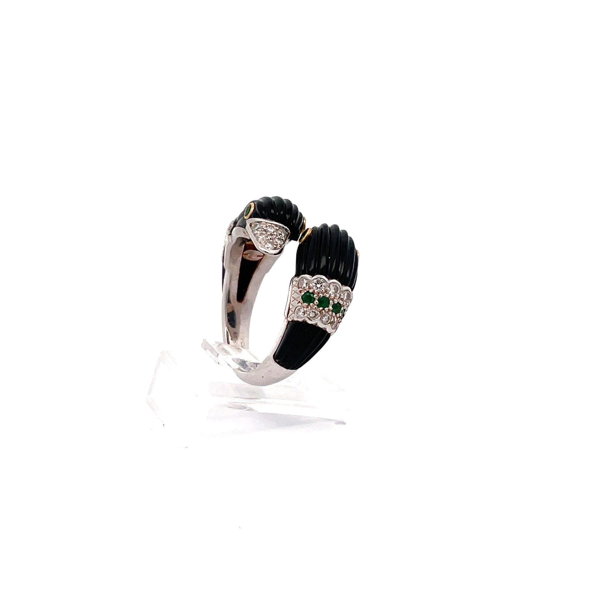Van Cleef & Arpels Carved Onyx Double Swan Ring