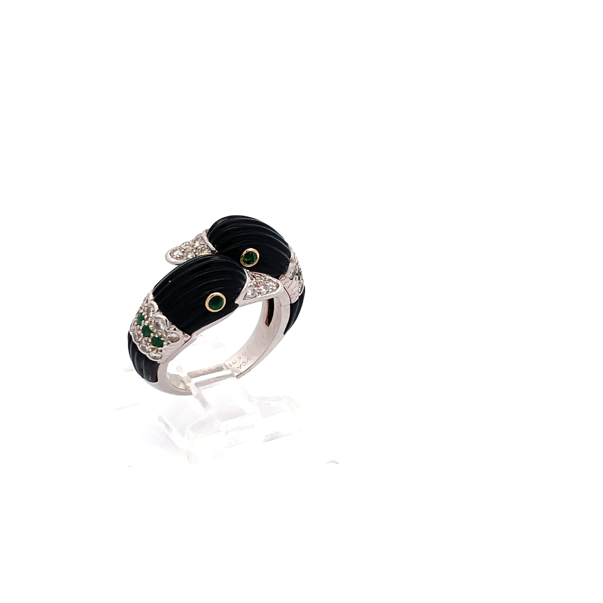 Van Cleef & Arpels Carved Onyx Double Swan Ring