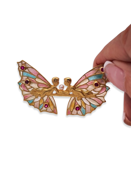 Masiera Plique a jour Brooch Pendant necklace