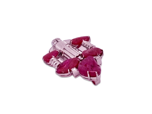 Art Deco Carved Ruby & Diamond Brooch