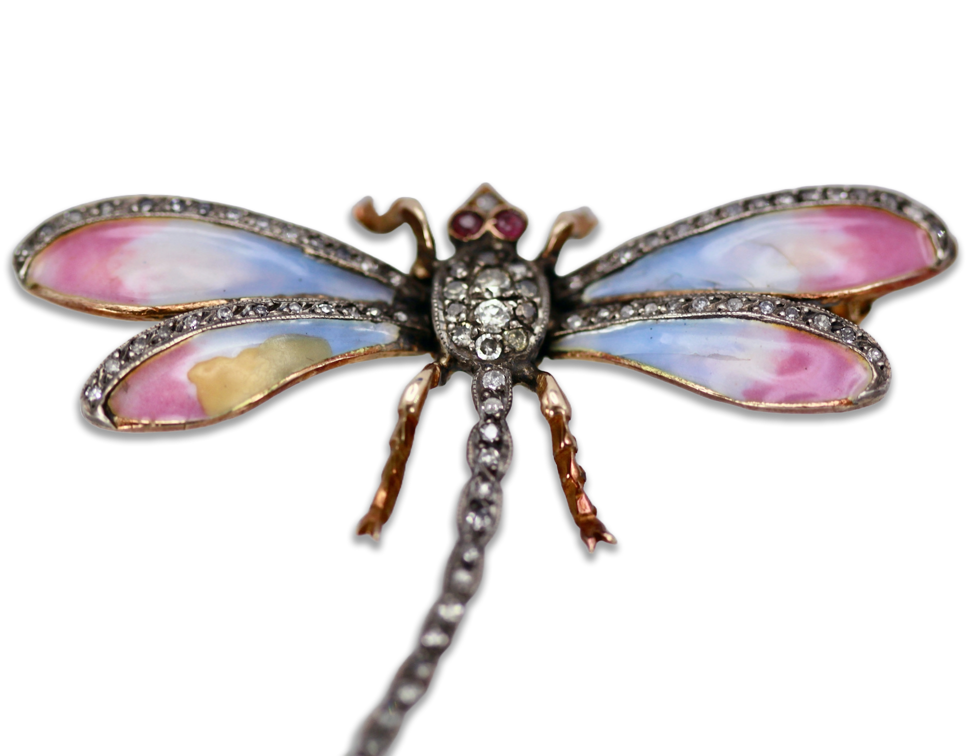 Gold butterfly with enamel

