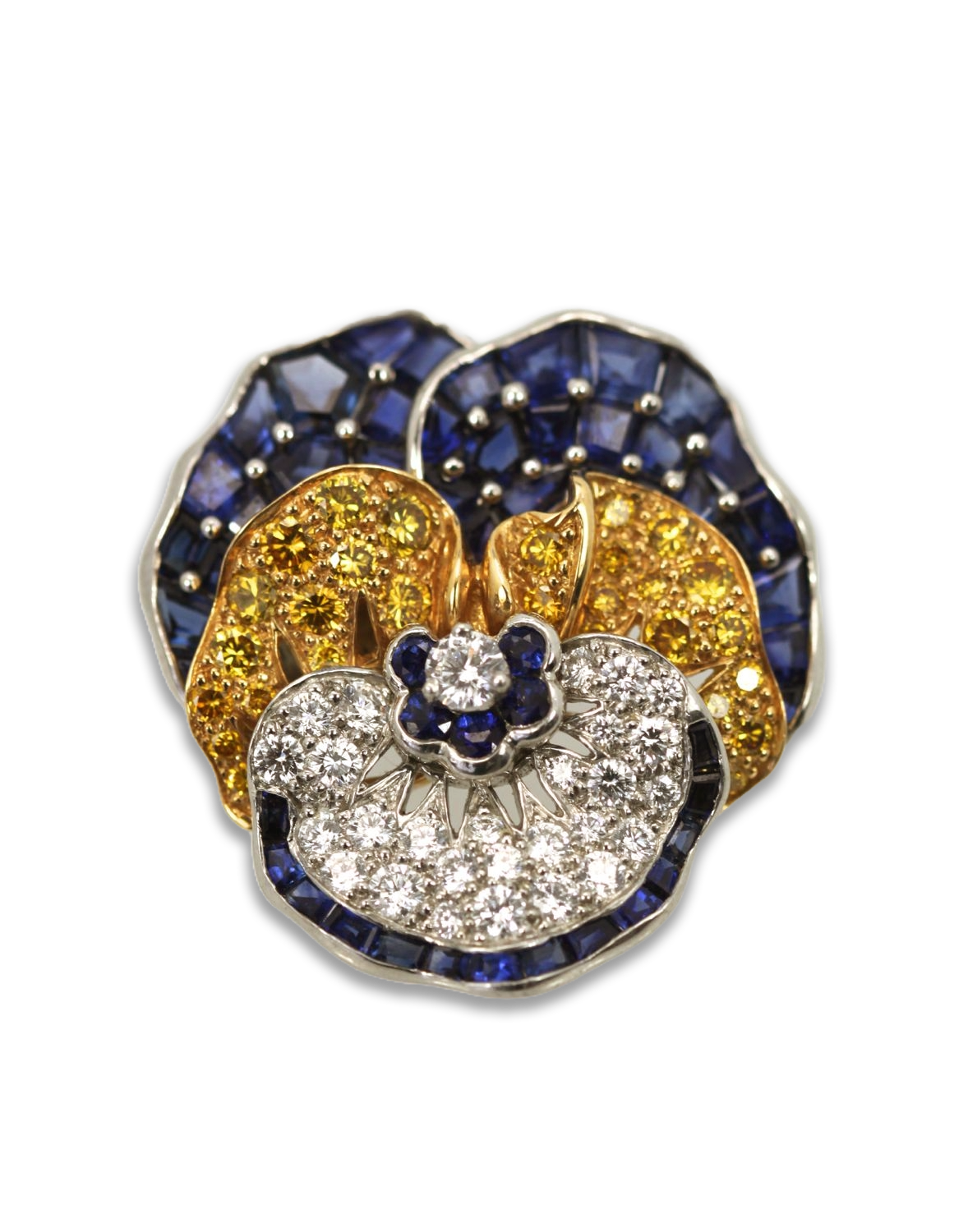 Oscar Heyman Sapphire Diamond Pansy Brooch