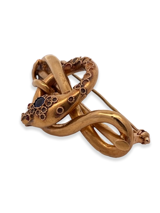 Victorian Snake Brooch 18K Yellow Gold