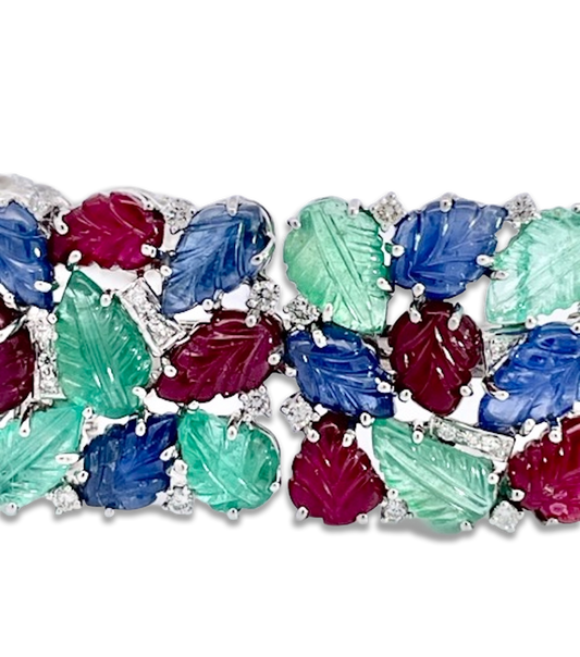 Colorful gem brooch, 18K