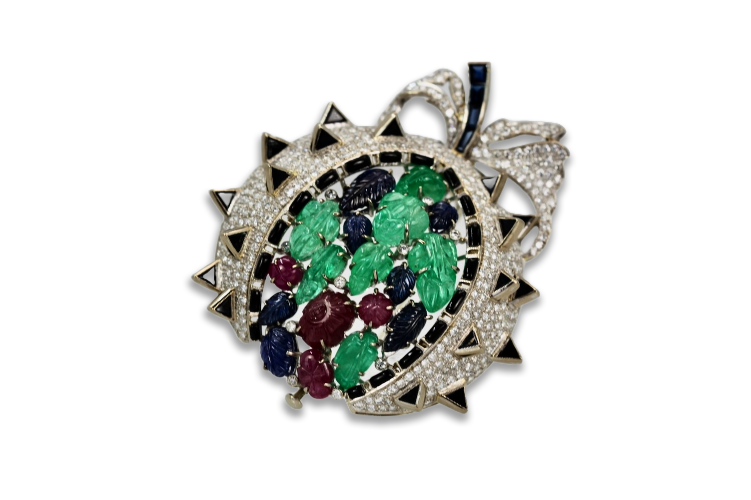 Gemstone cluster brooch pendant
