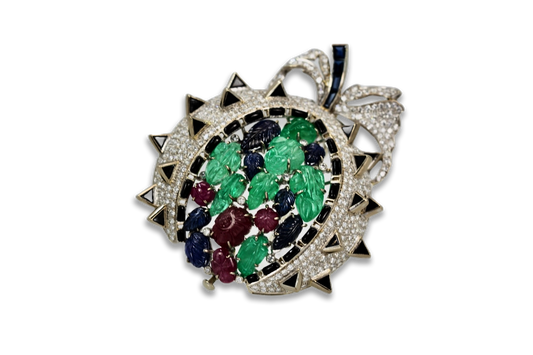 Gemstone cluster brooch pendant