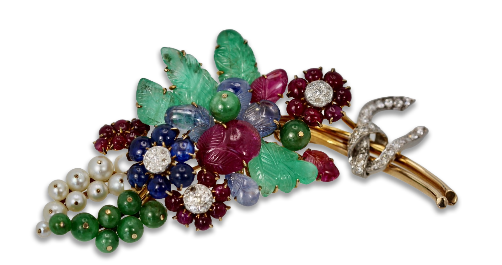 Gem-set brooch with certificate