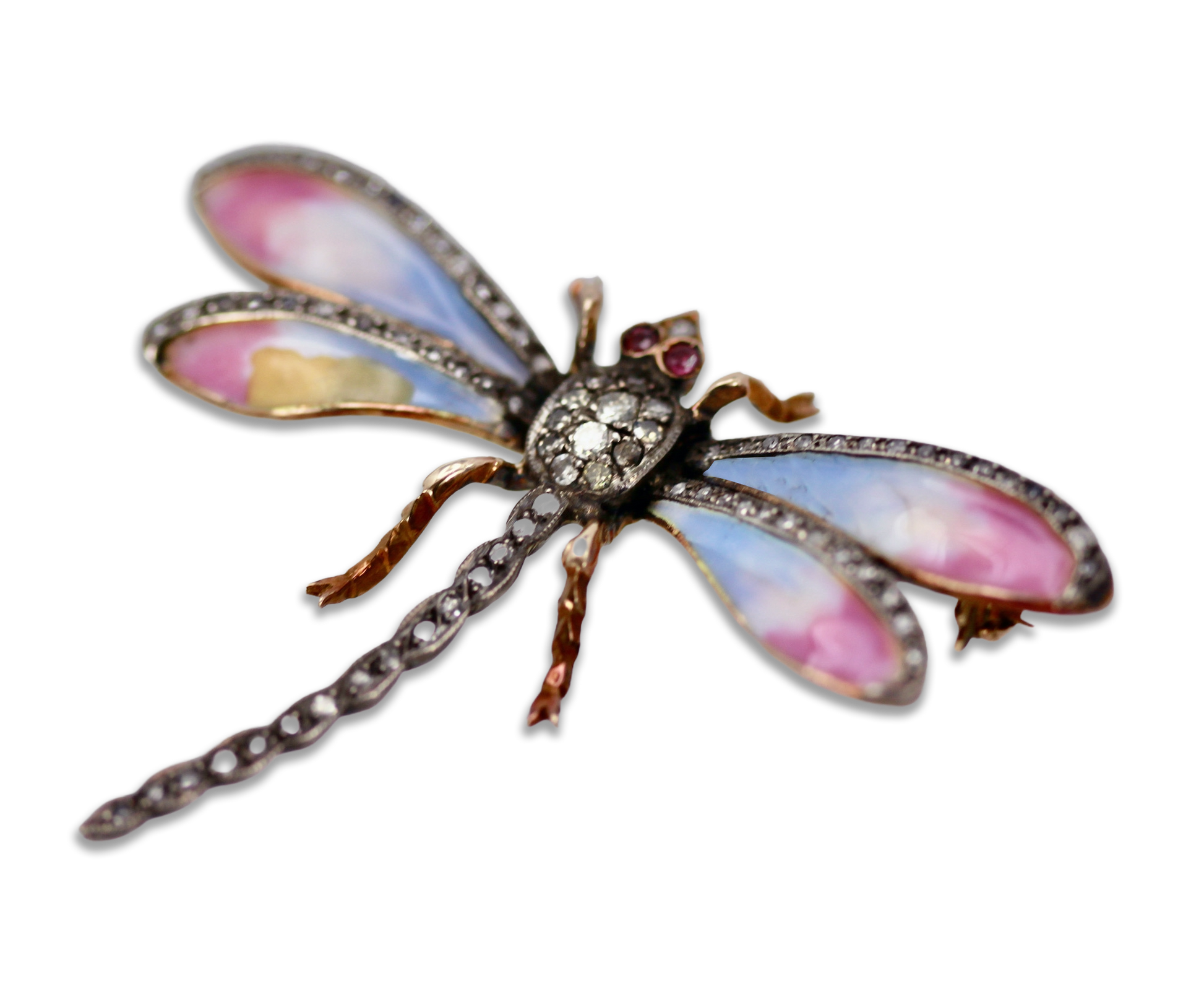 14K enamel butterfly brooch