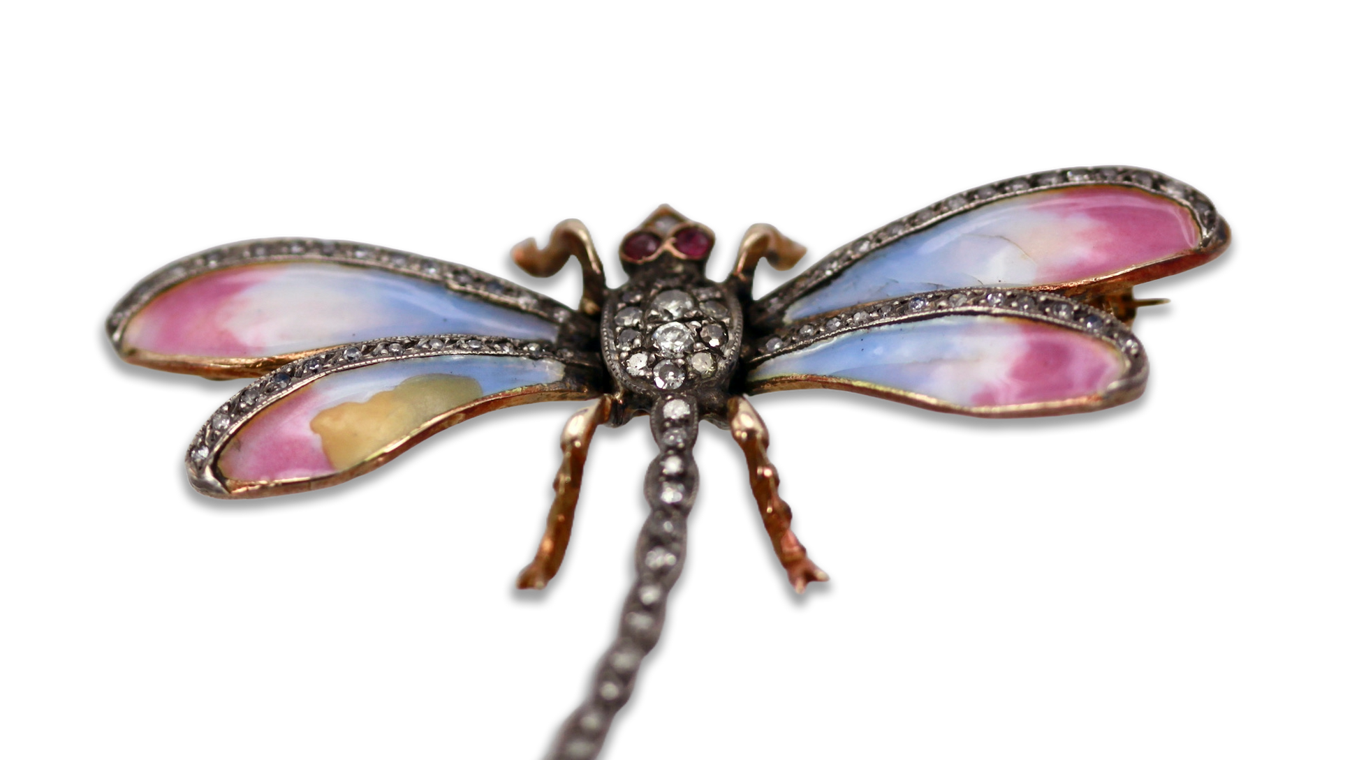 Gold butterfly with enamel

