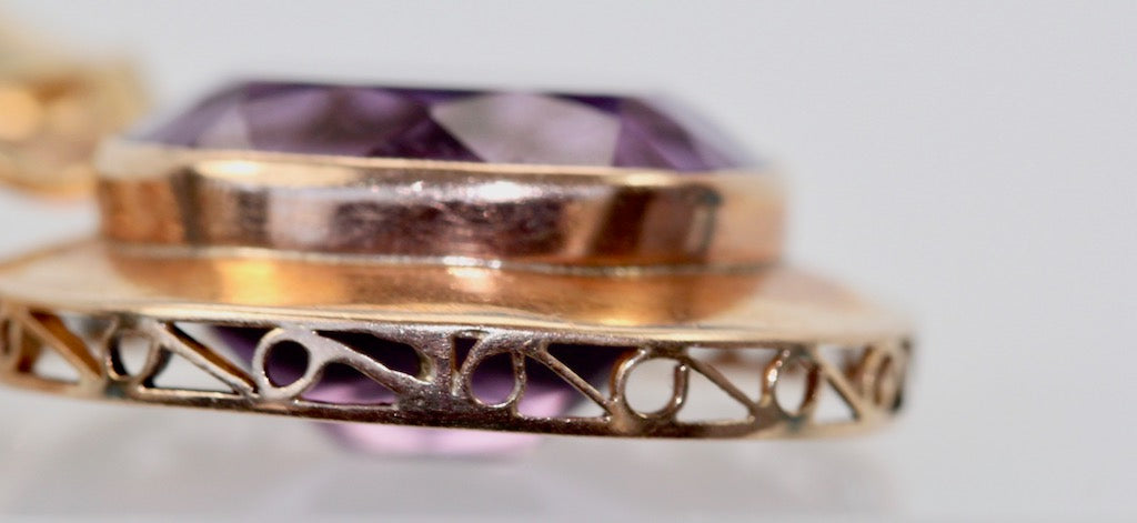 Vintage Amethyst Rose Gold Pendant
