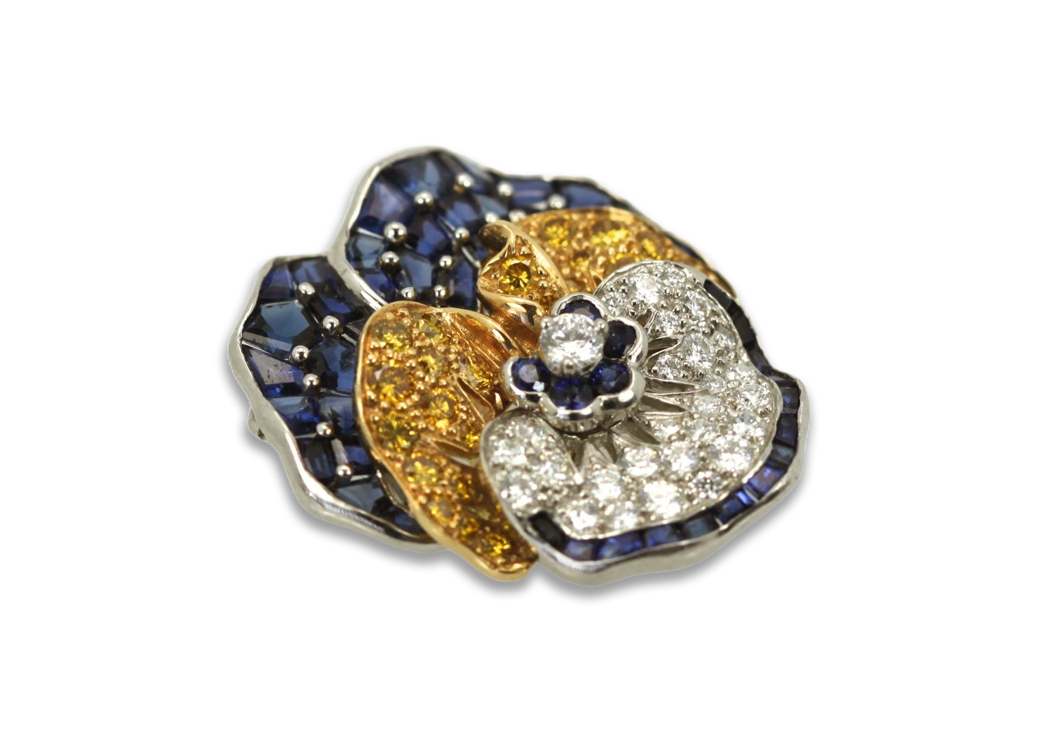 Oscar Heyman Sapphire Diamond Pansy Brooch