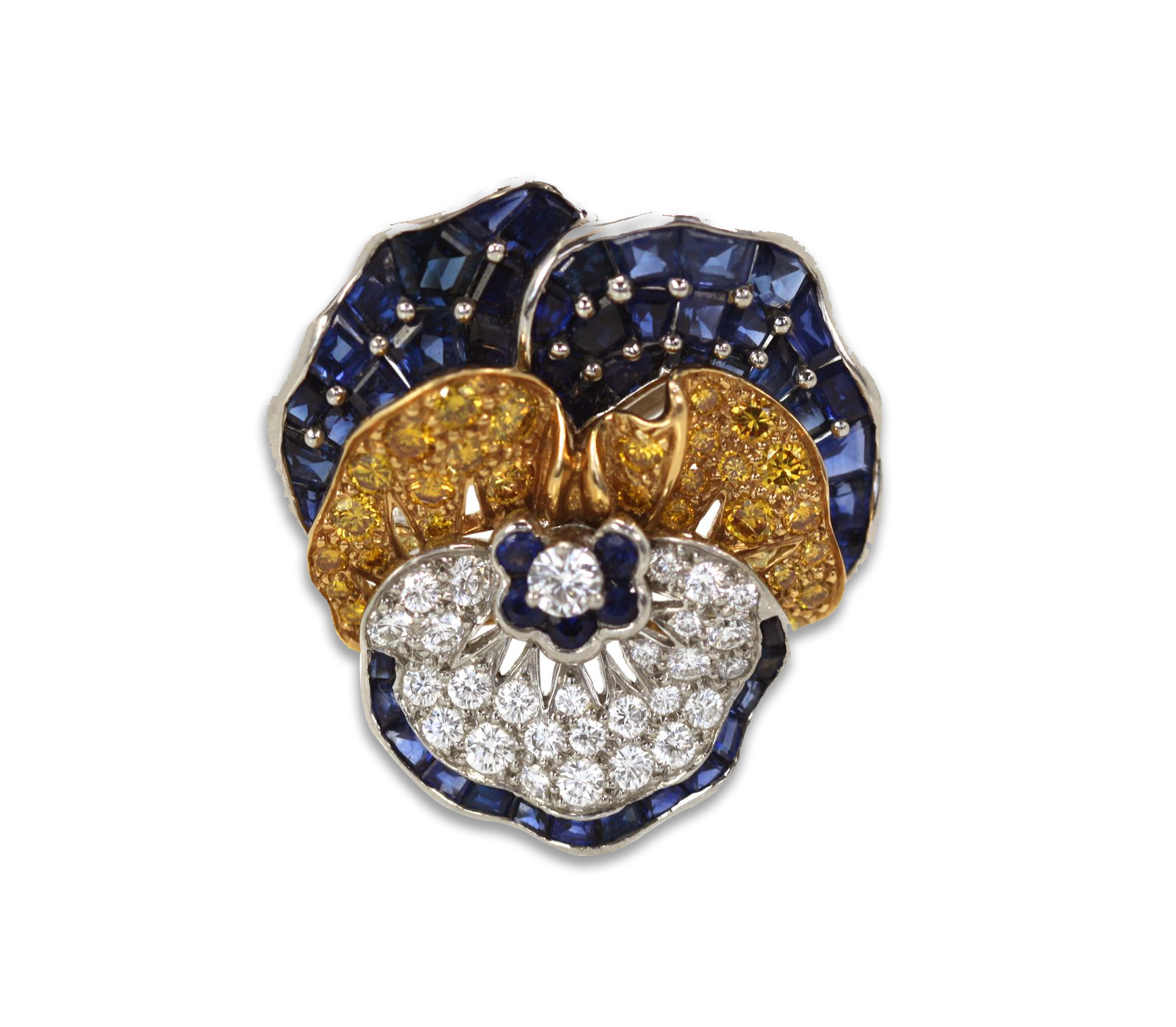 Oscar Heyman Sapphire Diamond Pansy Brooch