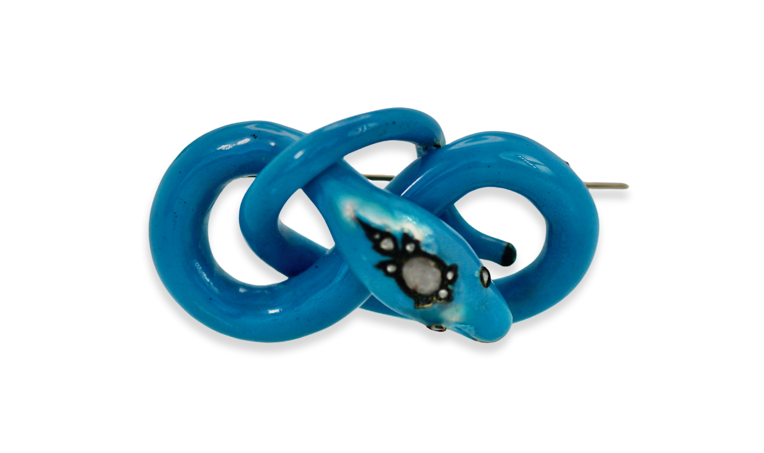Victorian Enamel Diamond head Snake Brooch