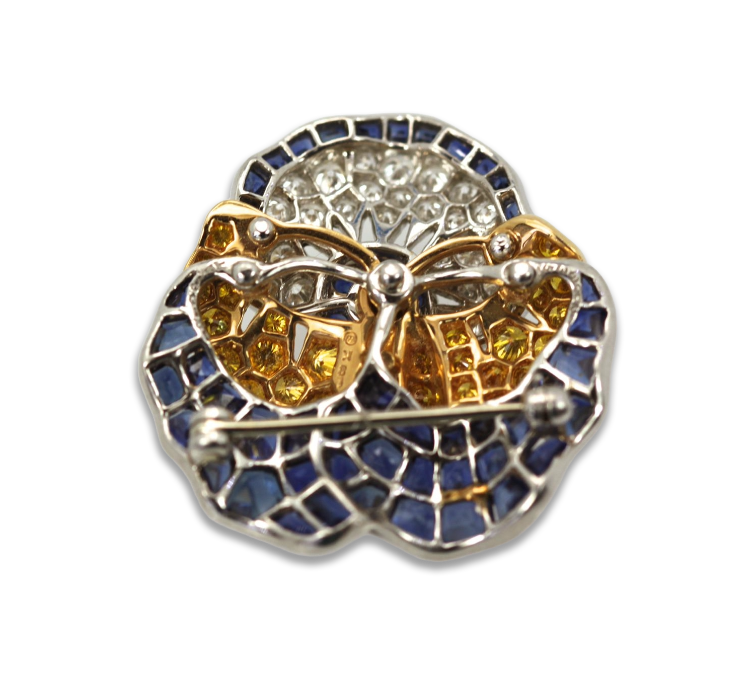 Oscar Heyman Sapphire Diamond Pansy Brooch