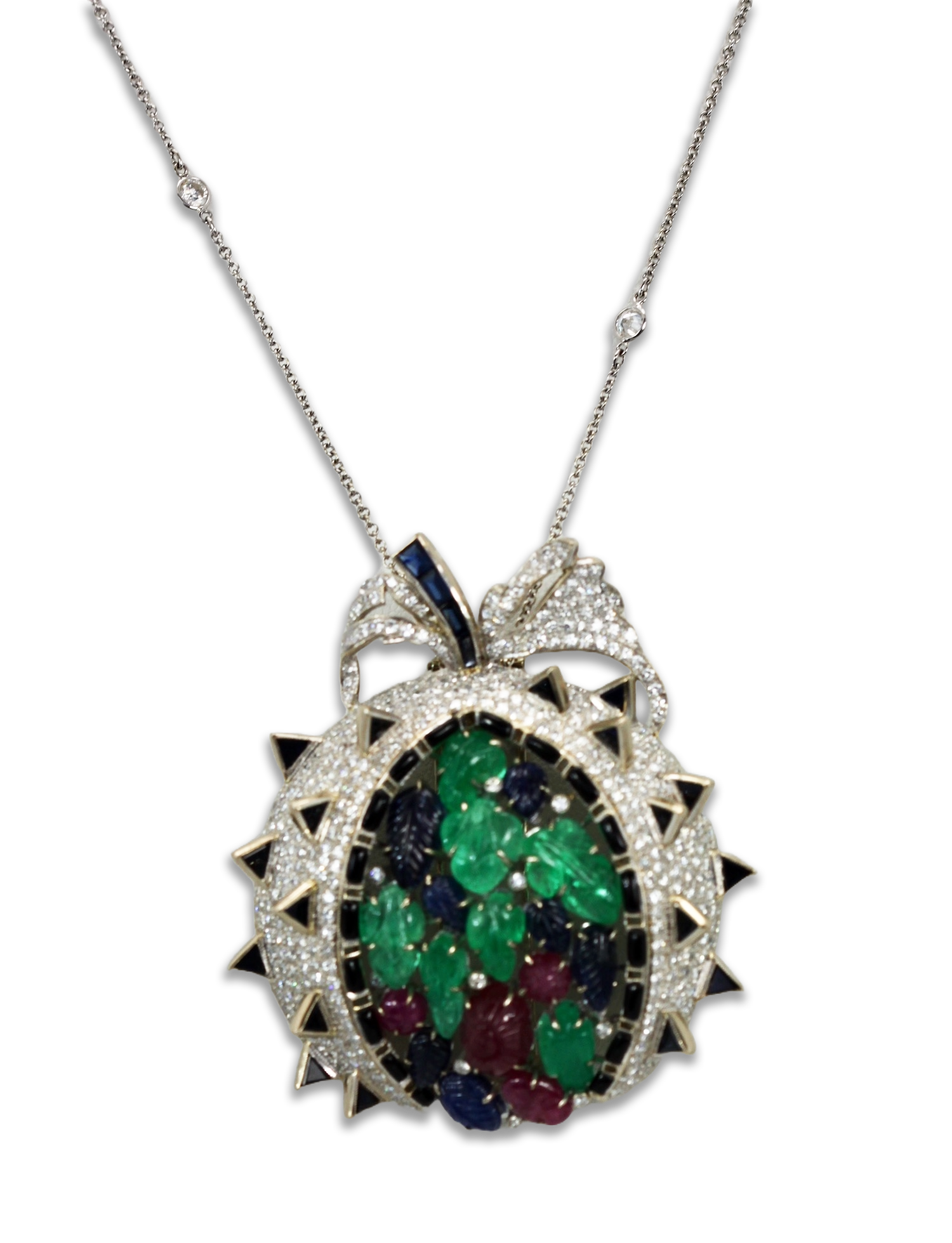 Gemstone cluster brooch pendant