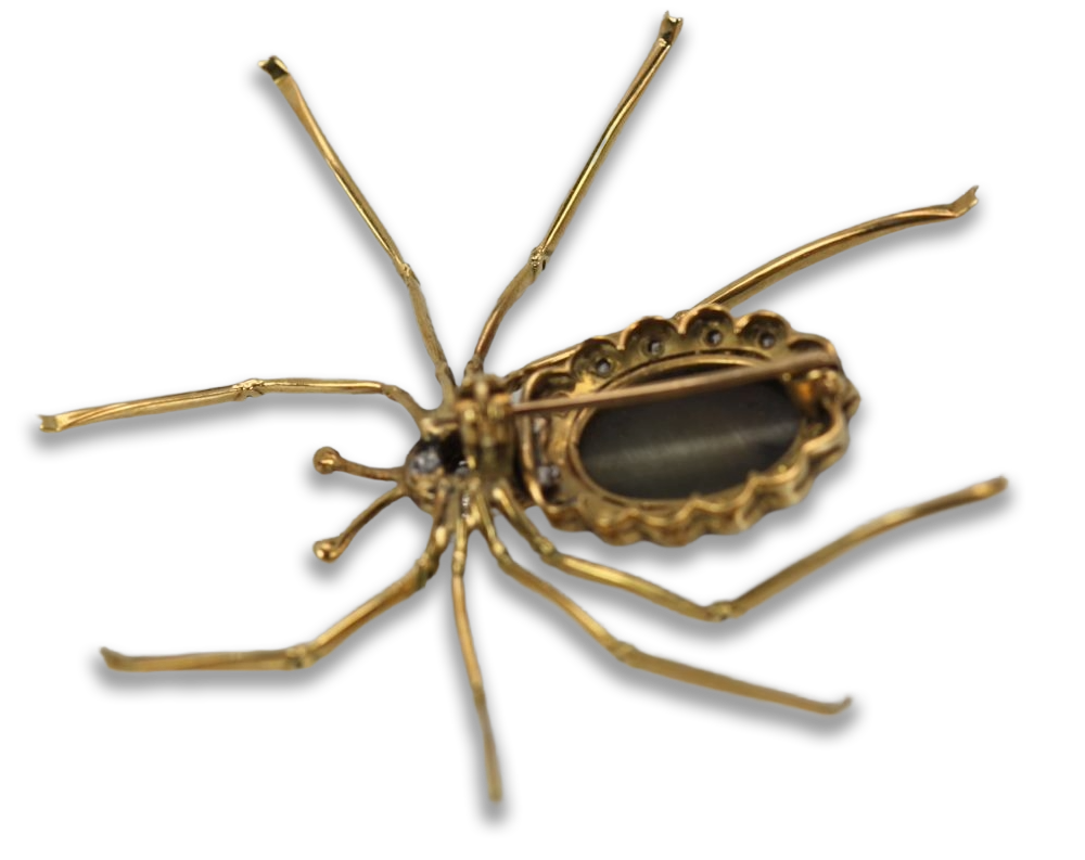 Retro Cat's Eye Chrysoberyl Spider Brooch