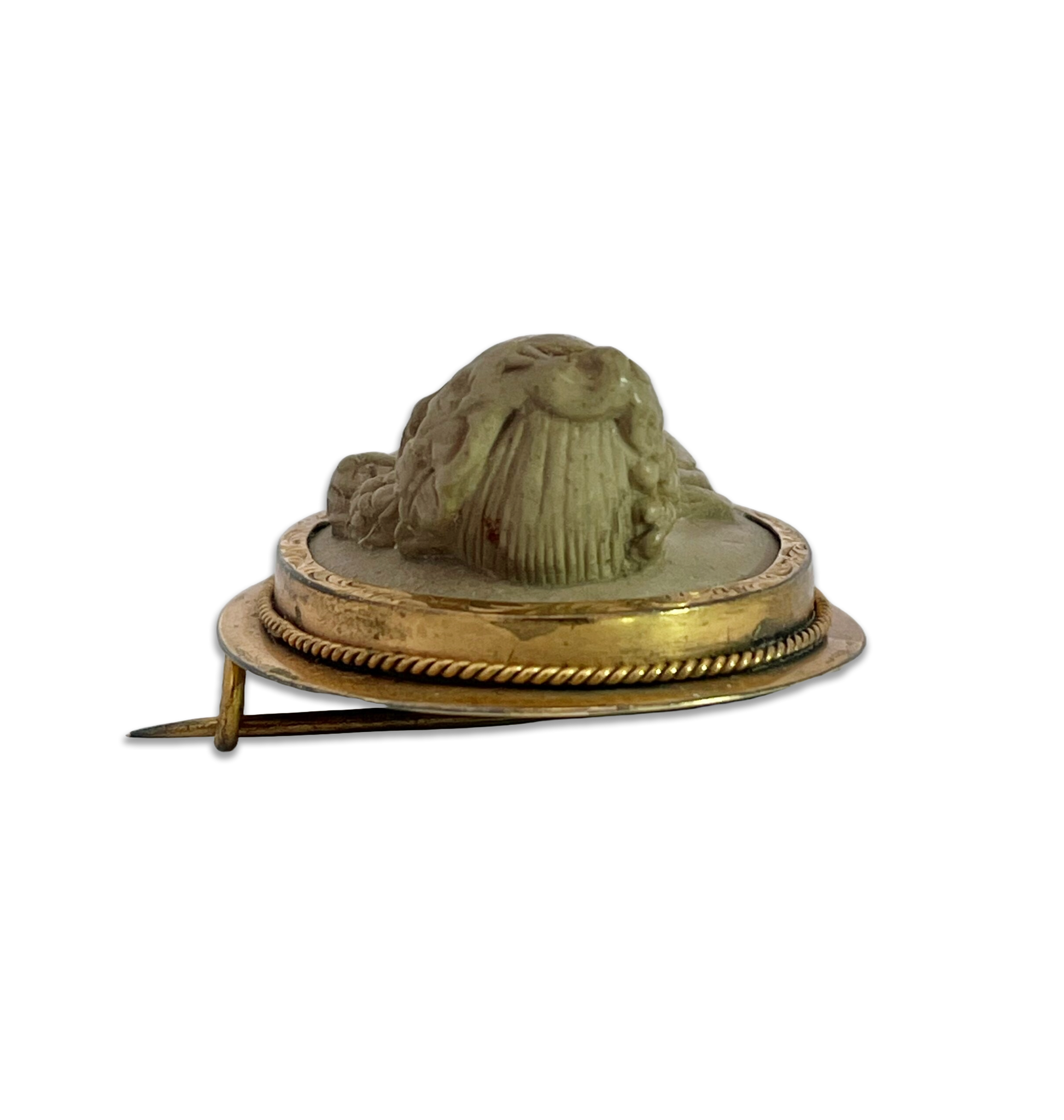 Antique lava cameo pin