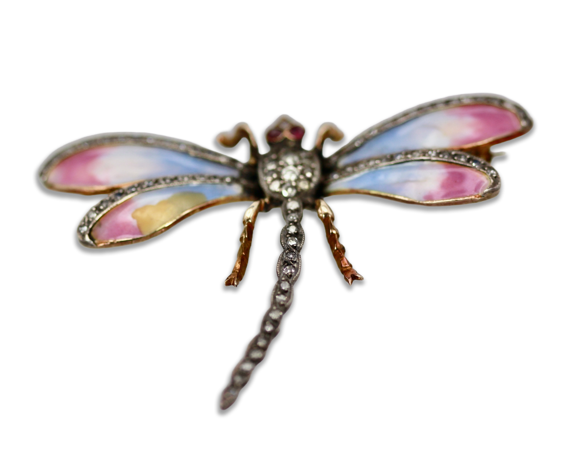 14K enamel butterfly brooch