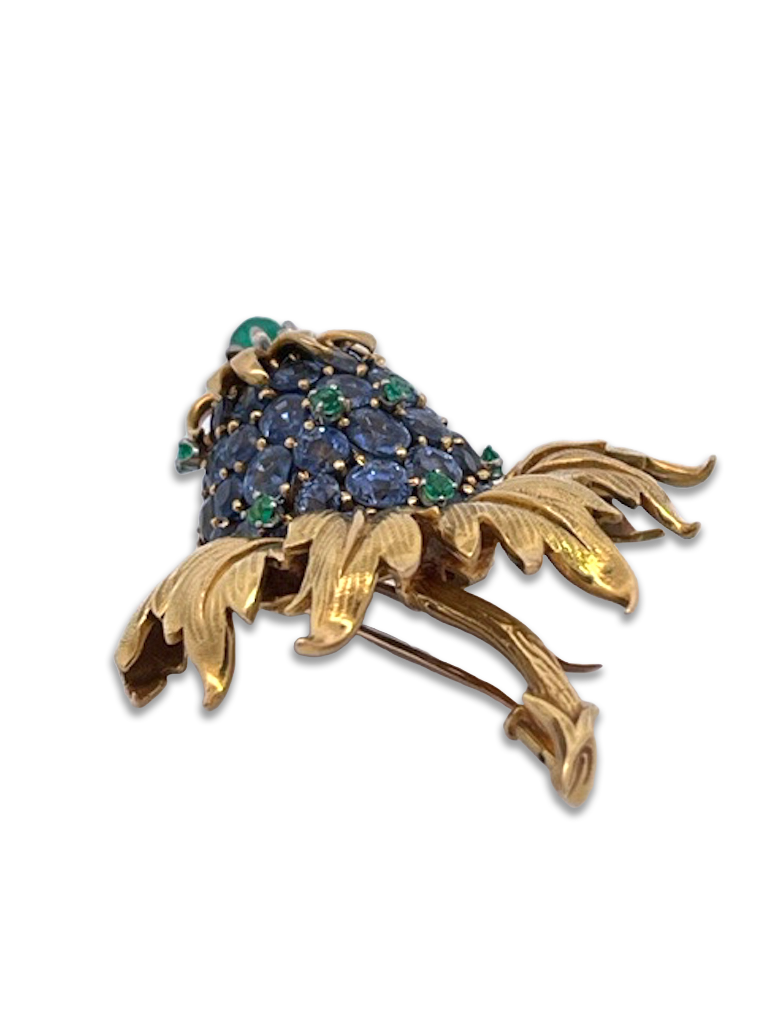 Tiffany & Co. sapphire thistle brooch in gold