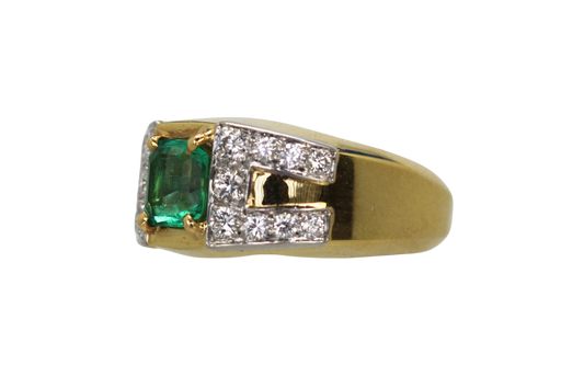 David Webb Emerald Diamond Ring