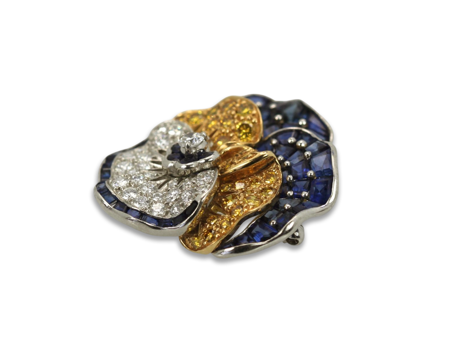 Oscar Heyman Sapphire Diamond Pansy Brooch